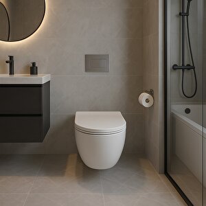 Rondo Rita Beyaz Kanalsız Açık Montaj Asma Klozet Rnd5516, Nkp Grande Yavaş Kapak