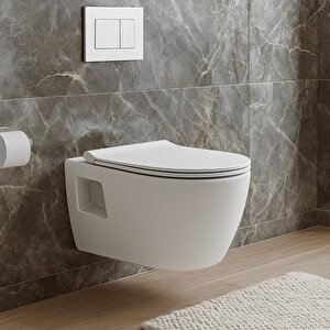 Turavit Rondo Rita Beyaz Kanalsız Açık Montaj Asma Klozet Rnd5516, Nkp Grande Yavaş Kapak