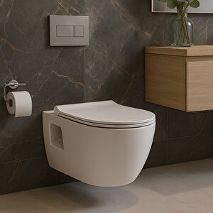 Turavit Rondo Rita Beyaz Kanalsız Açık Montaj Asma Klozet Rnd5516, Nkp Grande Yavaş Kapak