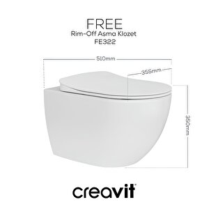 Free Beyaz Kanalsız Asma Klozet Fe322, Creavit Free Duck Duroplast Yavaş Kapak