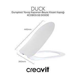Creavit Free Beyaz Kanalsız Asma Klozet Fe322, Creavit Free Duck Duroplast Yavaş Kapak