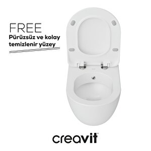 Free Beyaz Kanallı Asma Klozet Fe320, Creavit Free Duck Duroplast Yavaş Kapak