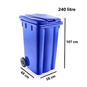 Omnipazar Sy-6510 Tekerlekli Kapaklı Plastik Çöp Konteyneri 240 Lt