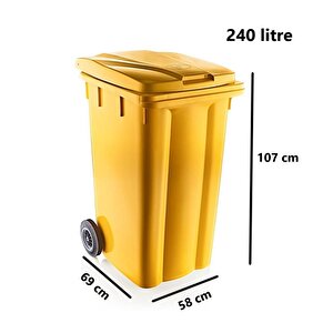 Omnipazar Sy-6510 Tekerlekli Kapaklı Plastik Çöp Konteyneri 240 Lt