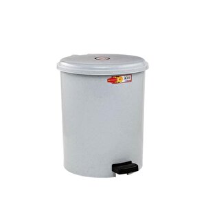 Omnipazar Sy-4232 Gri Pedallı Yuvarlak Çöp Kovası İç Kovalı 25 Litre