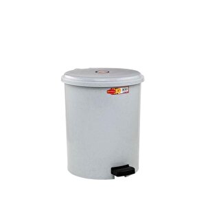 Omnipazar Sy-4230 Gri Pedallı Yuvarlak Çöp Kovası İç Kovalı 10 Litre