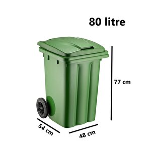 Omnipazar Sy-6503 Eko Tekerlekli Kapaklı Plastik Çöp Konteyneri 80 Lt Yeşil