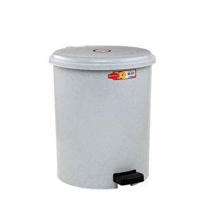 Omnipazar Sy-4219 Gri Pedallı Yuvarlak Çöp Kovası İç Kovalı 40 Litre