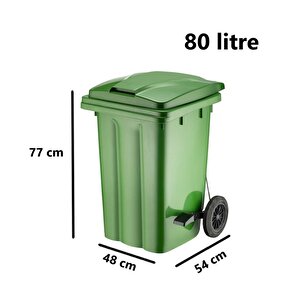 Omnipazar Sy-6504 Pedallı Tekerlekli Kapaklı Çöp Konteyneri 80 Lt Yeşil