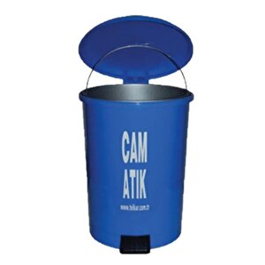 Omnipazar Sy-4219 Mavi Cam Atık Kovası Pedallı Yuvarlak İç Kovalı 40 Lt
