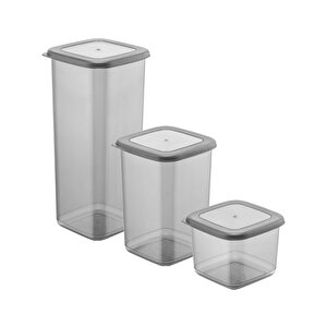Sy-2734 Fresca Kare Erzak Saklama Kabı Sert Kapak 3'lü Set