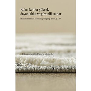 Yuvarlak Halı Yumuşak Bukle Tabanlı Modern Kabartmalı 3d Inka Motif Desenli Krem Gri Renkli Halı