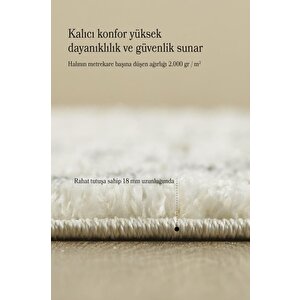 Yuvarlak Halı Yumuşak Bukle Tabanlı Modern Kabartmalı Izgara Desenli Krem Gri Renkli Halı