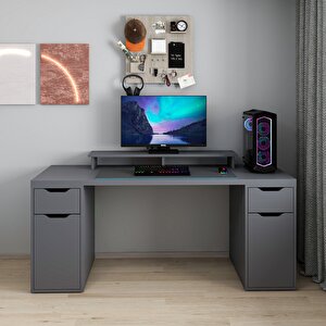 Alen 180 Cm 2 Çekmeceli 2 Dolaplı Çalışma & Oyuncu Masası - Antrasit 180 cm