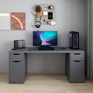Alen 180 Cm 2 Çekmeceli 2 Dolaplı Çalışma & Oyuncu Masası - Antrasit 180 cm
