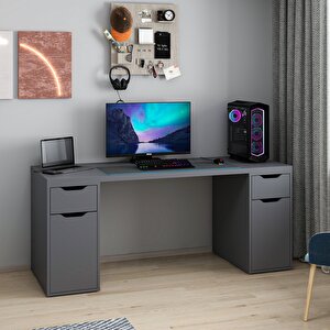 Alen 180 Cm 2 Çekmeceli 2 Dolaplı Çalışma & Oyuncu Masası - Antrasit
