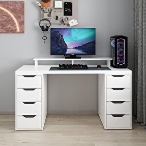 Alen 150 Cm 8 Çekmeceli Çalışma & Oyuncu Masası - Beyaz 150 cm