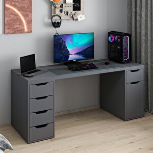 Alen 180 Cm 5 Çekmeceli Dolaplı Çalışma & Oyuncu Masası - Antrasit 180 cm