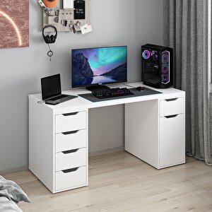 Alen 150 Cm 5 Çekmeceli Dolaplı Çalışma & Oyuncu Masası - Beyaz 150 cm