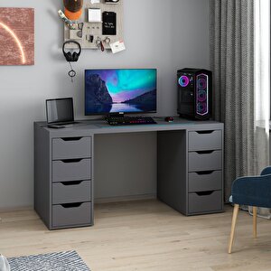 Alen 150 Cm 8 Çekmeceli Çalışma & Oyuncu Masası - Antrasit