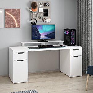 Alen 180 Cm 2 Çekmeceli 2 Dolaplı Çalışma & Oyuncu Masası - Beyaz