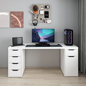 Alen 180 Cm 5 Çekmeceli Dolaplı Çalışma & Oyuncu Masası - Beyaz 180 cm