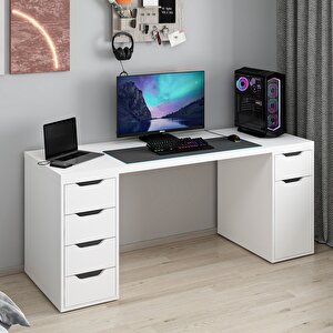 Alen 180 Cm 5 Çekmeceli Dolaplı Çalışma & Oyuncu Masası - Beyaz 180 cm