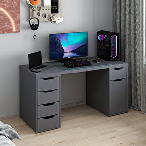 Alen 150 Cm 5 Çekmeceli Dolaplı Çalışma & Oyuncu Masası - Antrasit 150 cm