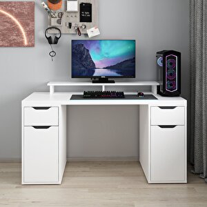 Alen 150 Cm 2 Çekmeceli 2 Dolaplı Çalışma & Oyuncu Masası - Beyaz 150 cm