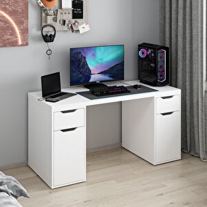 Alen 150 Cm 2 Çekmeceli 2 Dolaplı Çalışma & Oyuncu Masası - Beyaz 150 cm