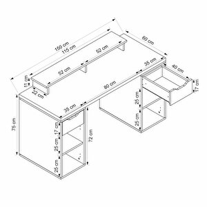Alen 150 Cm 2 Çekmeceli 2 Dolaplı Çalışma & Oyuncu Masası - Beyaz