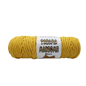 Taranabilir Makrome İpi Taranan Makrame Pamuk İpliği 5 Mm 250 Gr  Sarı
