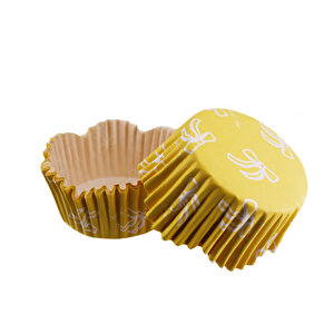 Cupcake Kalıbı Pet Kapsül Dalgalı Fiyonklu Sarı Kek Kalıbı 65x38 Mm (100 Adet)