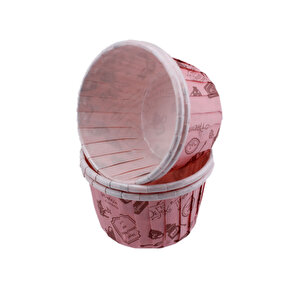 Cupcake Kalıbı Büyük Boy 62*40mm Desenli̇ (50 Adet )  Pembe Mutfak Desenli