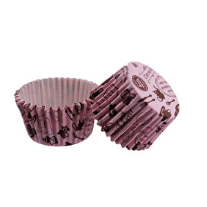 Cupcake Kalıbı Pet Kapsül  Kek Kalıbı 52x45 Mm (100 Adet)  Mutfak Desenli