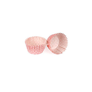 Cupcake Kalıbı Pet Kapsül Kek Kalıbı 48x34 Mm (100 Adet)  Puantiyeli Pembe