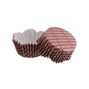 Cupcake Kalıbı Pet Kapsül Dalgalı Sweets Yazılı Kek Kalıbı 65x38 Mm (100 Adet)