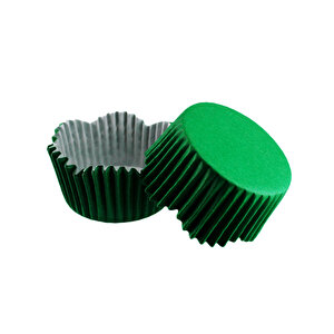 Cupcake Kalıbı Pet Kapsül Dalgalı Kek Kalıbı 65x38 Mm (100 Adet)  Yeşil