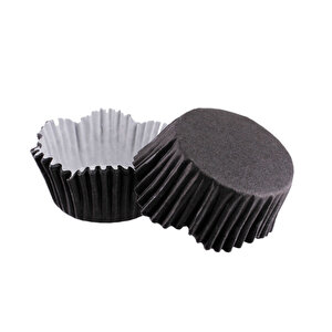 Cupcake Kalıbı Pet Kapsül Dalgalı Kek Kalıbı 65x38 Mm (100 Adet)  Siyah