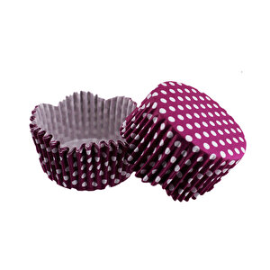 Cupcake Kalıbı Pet Kapsül Dalgalı Kek Kalıbı 65x38 Mm (100 Adet)  Puantiyeli Mor