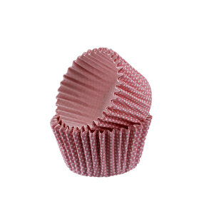 Kek Kalıbı Pet Kapsül 52x45 Mm Kağıt Cupcake Kağıdı (100 Adet)  Pembe Küçük Puanlı