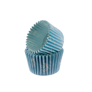 Kek Kalıbı Pet Kapsül 52x45 Mm Kağıt Cupcake Kağıdı (100 Adet)  Fiyonklu Mavi