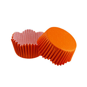 Cupcake Kalıbı Pet Kapsül Dalgalı Kek Kalıbı 65x38 Mm (100 Adet)  Turuncu