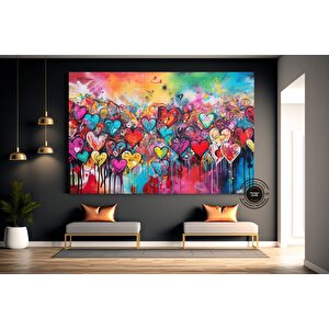 Banksy Grafiti Sanatı Sokak | Kalpler Grafiti Aşk | Grafiti Duvar Sanatı Baskısı | Banksy Kalpler Bo 90x180 cm