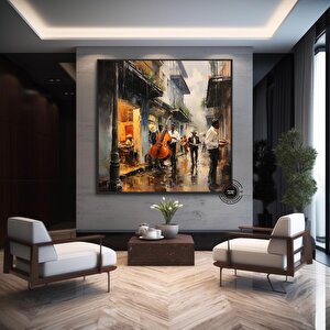 Sokak Müzisyenleri Kanvas Baskısı, Müzisyen Baskısı, Müzisyen Soyut Duvar Sanatı, Müzisyen Kanvası 30x30 cm