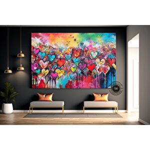 Banksy Grafiti Sanatı Sokak | Kalpler Grafiti Aşk | Grafiti Duvar Sanatı Baskısı | Banksy Kalpler Bo 40x60 cm