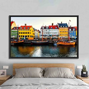Kopenhag Nyhavn Manzarası Kanvas; Danimarka Dekoru; Şehir Manzarası 20x30 cm