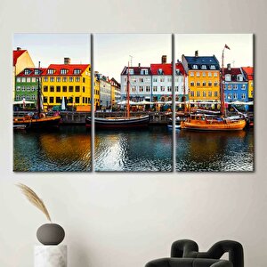 Kopenhag Nyhavn Manzarası Kanvas; Danimarka Dekoru; Şehir Manzarası 20x30 cm