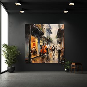 Sokak Müzisyenleri Kanvas Baskısı, Müzisyen Baskısı, Müzisyen Soyut Duvar Sanatı, Müzisyen Kanvası