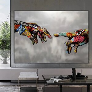 Sokak Sanatı Duvar Dekoru, Renkli Graffiti Pop Art, Banksy Tarzı Aşk Temalı Kanvas 70x100 cm